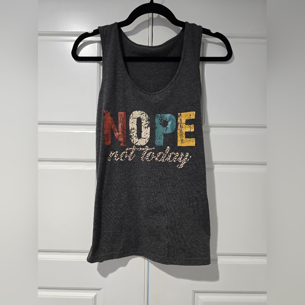 Graphic Tank Top“NOPE, Not Today" – Charcoal Heather (M)